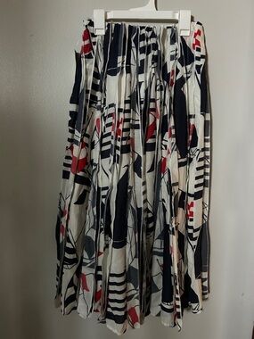 Mauve Graphic Nautical Midi Skirt Petite XS - Navy, White, and Red